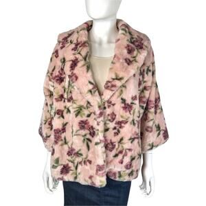 Stella & Stevie Fleece Pink & Rose Floral Teddy Bear Jacket
